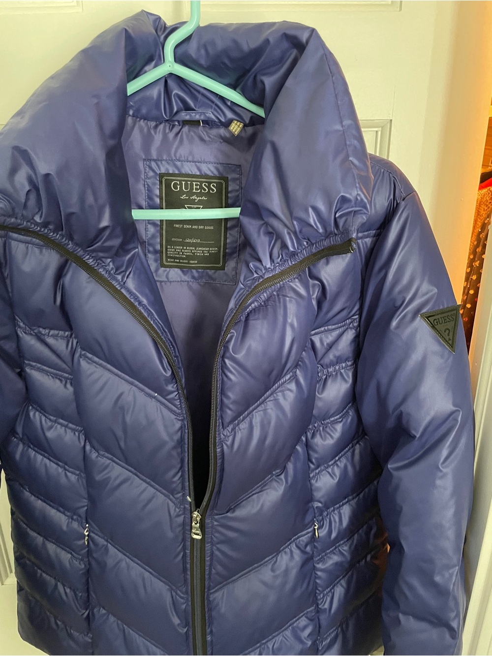 GUESS Women's Purple-Navy Quilted Puffer Jacket